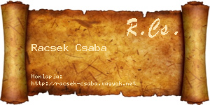 Racsek Csaba névjegykártya